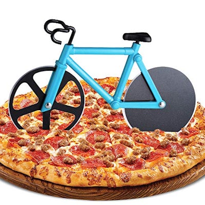 Lustiger Fahrrad Pizzaschneider aus Edelstahl