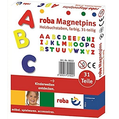 roba Magnet Buchstaben, ABC Set 31tlg, Magnetpins aus Holz