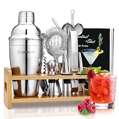 Cocktail Shaker Set aus Edelstahl (mit Rezeptbuch)
