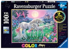 Leuchtendes Kinderpuzzle "Einhörner im Mondschein" (100 Teile)