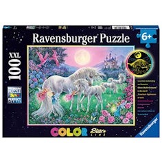 Leuchtendes Kinderpuzzle "Einhörner im Mondschein" (100 Teile)