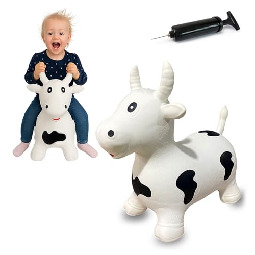 Robuste Hüpfkuh in weiß/schwarz