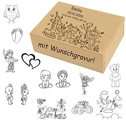 Erinnerungs-Box aus Holz mit Gravur - Schatzkiste & Aufbewahrungsbox