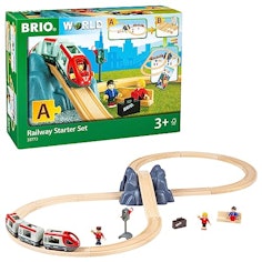 BRIO World Eisenbahn Starter Set – Die ideale erste Holzeisenbahn mit Tunnel und Figuren