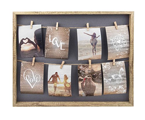 Gallery Solutions Bilderrahmen Collage Wäscheleine mit Klammern, 8 Fotos à 10x15 cm, Natur