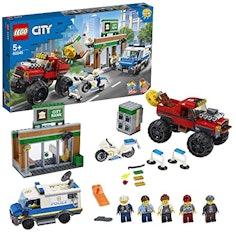 LEGO City Polizei Raubüberfall mit Monster-Truck, Van, Motorrad, Bankgebäude und Magnet-Stein