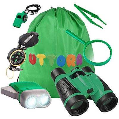 Kinder-Forscherset mit Fernglas, Taschenlampe, Lupe und Insektensammler und vielem mehr!