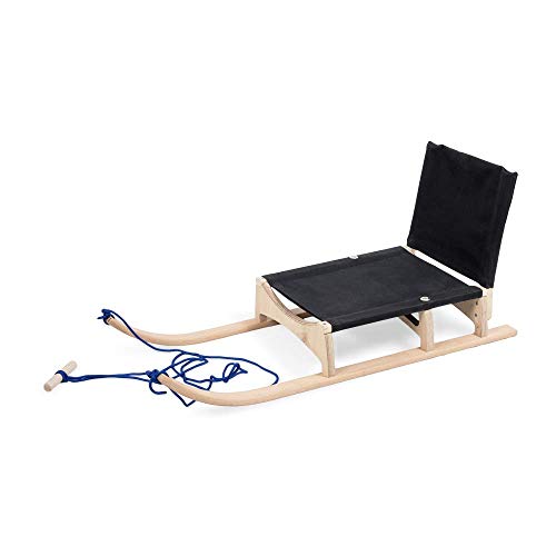 Moderner Holzschlitten mit Lehne aus Cordura