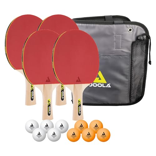 JOOLA Tischtennis-Set, inkl. 4 Tischtennisschläger, 10 Tischtennisbälle und Tasche