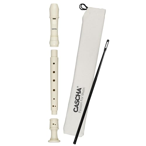 Flötenlilli Blockflöte aus Kunststoff für Kinder, Sopran, deutsche Griffweise, inkl. Tasche und Wischerstab