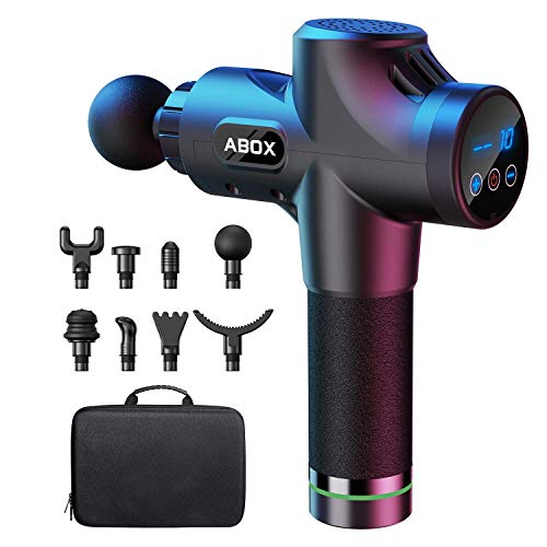 ABOX Massagepistole für Nacken Schulter Rücken Massage Gun Massagegerät Elektrisch Entspannen mit 8 Massageköpfen und 30 Geschwindigkeiten Vibrationsgerät Muskel, Schwarz, Upgrade-Version